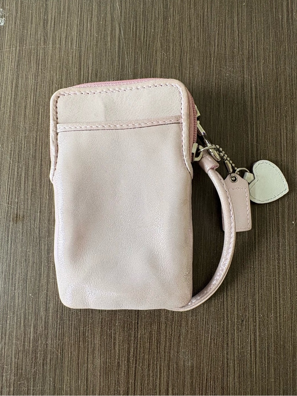 SOLDโ COACH Pink Poppy Legacy Vertical Wristlet - Picture 3 of 12
